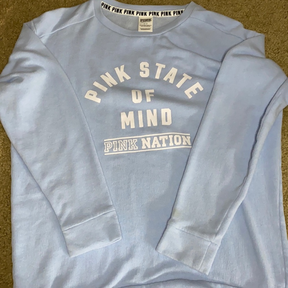 size small Pink crew neck. color light blue